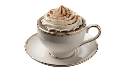 A delightful cup of hot chocolate topped with whipped cream.