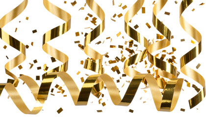 Fototapeta premium Illustration of a glittering golden ribbon on a white background
