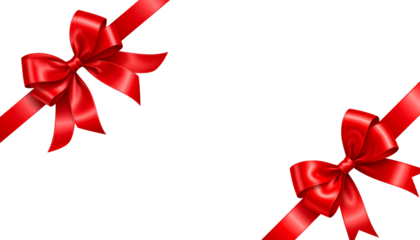 Shiny red satin bow ribbon isolated on white background