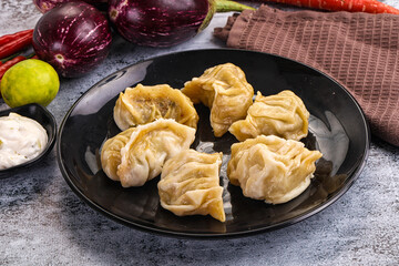 Steamed Nepali Momo stuffed dumplings
