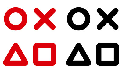 かわいいマルバツ記号のセット（赤、黒）