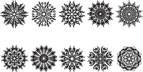 Collection of Ornamental Mandala Designs Intricate Black and White Illustrations
