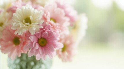 Fototapeta premium A beautifully arranged bouquet of pink and white flowers evokes romance and happiness,