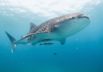Fototapeta premium Whale Shark Glides Through Ocean Depths