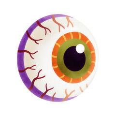Eyeball clipart with veins for Halloween-themed designs. isolated transparent background.
