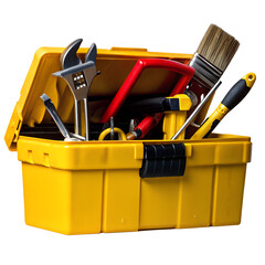 Toolbox Filled with Tools, isolated on transparent background