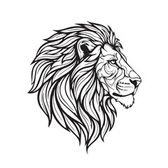 Obraz premium A majestic lion face in elegant side profile, rendered as a clean line art vector EPS | Art & Illustration
