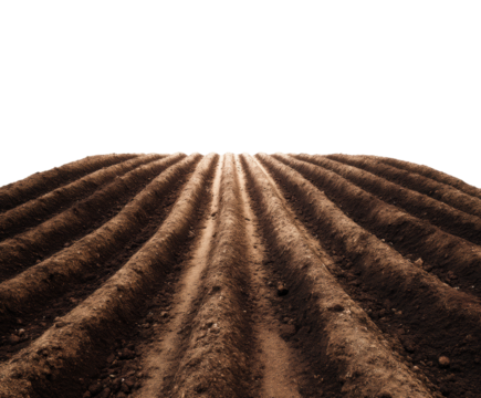 Rural landscape aerial view of farming preparation and soil rows