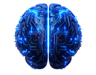 Futuristic AI Brain with Glowing Circuit Patterns