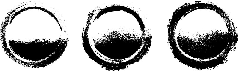 Grunge black and white alchemical circle set for design posters and prints