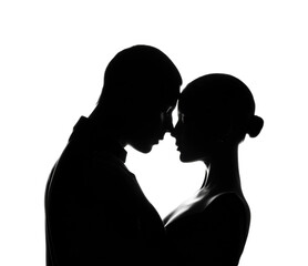 Romantic silhouette embrace high contrast