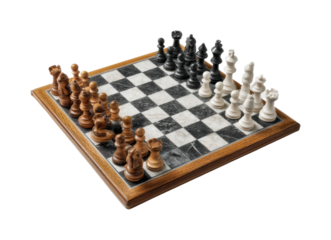 Strategic chess match game room board game eye-level tactics