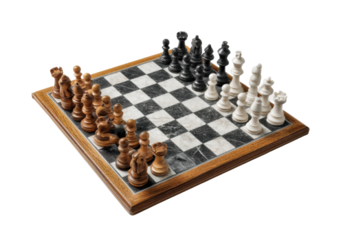 Strategic chess match game room board game eye-level tactics