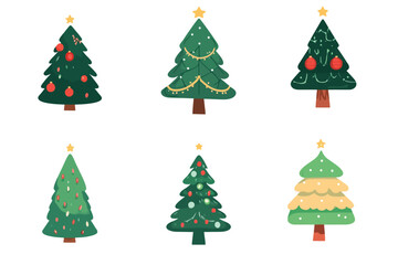 Festive Christmas Trees Vector Bundle