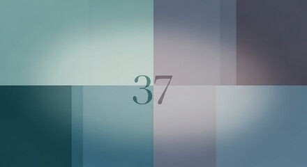 Minimalist Abstract Design with Number 37 on a Divided Color Field