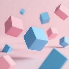 Obraz premium Floating geometric pastel shapes in soft focus creating a dreamy and playful composition