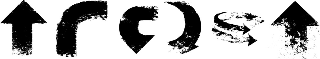 Obraz premium Grunge black and white arrow set for urban design and decoration