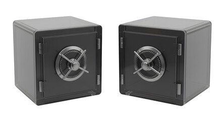 Obraz premium Pair of Black Safe Boxes with Combination Locks in Modern Design for Secure Storage