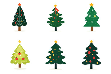 Festive Christmas Trees Vector Bundle