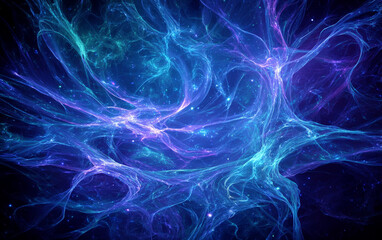 Obraz premium Abstract fractal pattern with vibrant blue and purple hues in cosmic space
