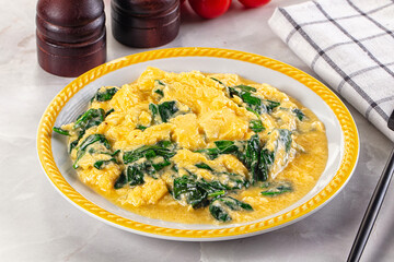 Omelette with spinach for breakfast