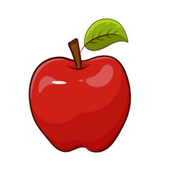 red apple with leaf