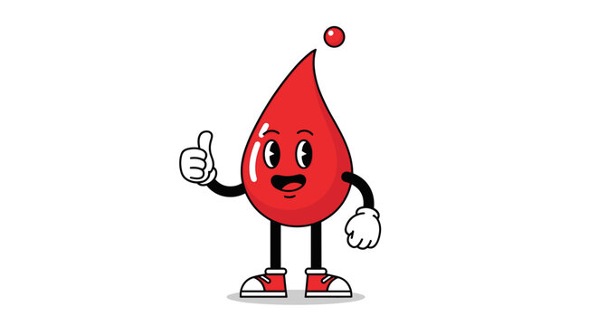 Happy red blood cell giving a thumbs up with a smile and cartoon eyes