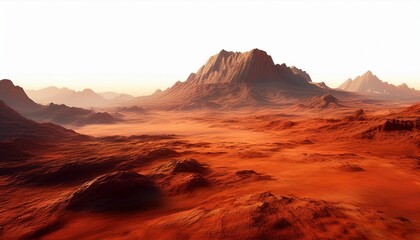 Fototapeta premium mars landscape surface mountain on white background
