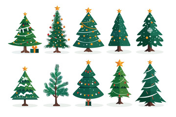 Festive Christmas Trees Vector Bundle