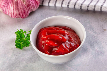 Red spicy tasty tomato ketchup