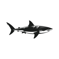 Obraz premium Great White Shark Silhouette Illustration Side View Vector Graphic Design Art