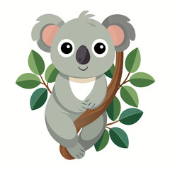 Naklejka premium Koala on Branch Vector Illustration