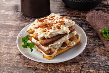Delicous Tiramisu cake with cream