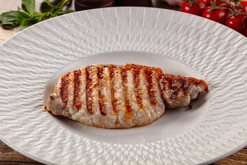 Juicy grilled pork fillet steak