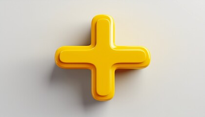 Obraz premium 3d render of a yellow plus sign on a white background