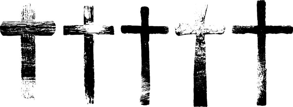 Grunge black and white cross set for artistic design purposes