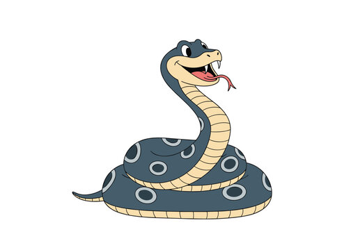 cartoon snake with blue scales and tongue clip art preview