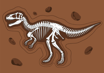 Excavation of a dinosaur fossil skeleton uncovered in ancient earth layers for paleontology research