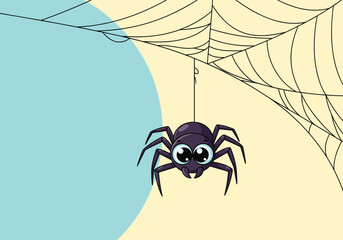 A small spider descends gracefully from its intricate web in the morning sun