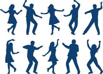 Dancing people silhouette set black vector collection of dance poses