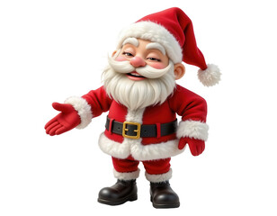 Cheerful Cartoon Santa Claus with Red Suit and Friendly Smile
