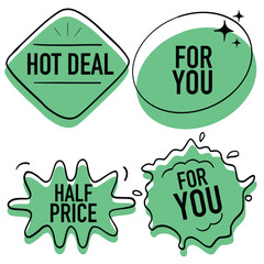 Green Sale Labels Discount Badge Collection