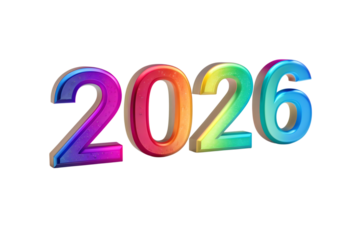 3d iridescent 2026 numbers with a colorful finish vibrant glowing art