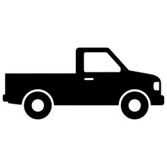 Black Pickup Truck Silhouette Icon | Minimal Flat Vector PNG Download
