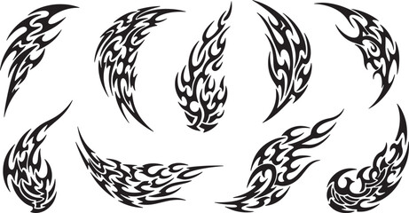 Fototapeta premium Tribal Flame Tattoo Designs for Body Art and Graphic Projects