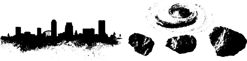 Urban silhouette and abstract grunge elements for creative design