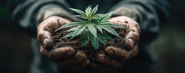 Cannabis plant in hands