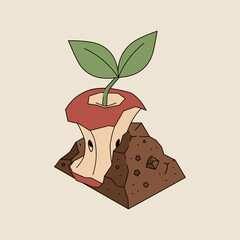 Isometric Composting Process Vector Illustration