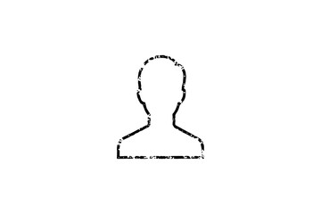 User Profile Icon Grunge Outline, Person Avatar Rough Style Vector SVG