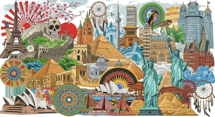 Pixel art illustration of the houses of parliament and big ben in london, england, with a blue sky and white clouds